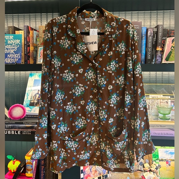 ✨NWT✨ Batsheva Floral Print Pajama Style Top in Brown Lily - Picture 4 of 7